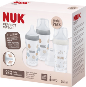 NUK Perfect Match Temperature Control 3er-Set, ab 3 Monate, 260 ml