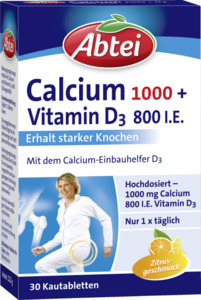Abtei Calcium 1.000 + Vitamin D3 800 I.E. Kautabletten, 113 g