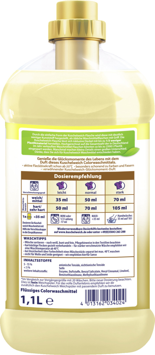 Bild 2 von Kuschelweich Colorwaschmittel Flüssig Glücksmoment 22 WL