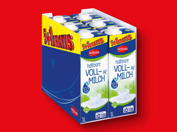 Bild 1 von Milbona Haltbare Vollmilch, 
         6x 1 l