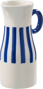 Dekorieren & Einrichten Krug/Vase aus Keramik, weiß/blau gestreift (19x13x8cm)
