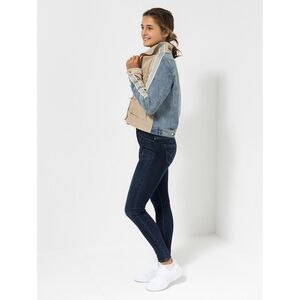 DINE 'N' DANCE Jeansjacke Druckknopfleiste Materialmix leger weit