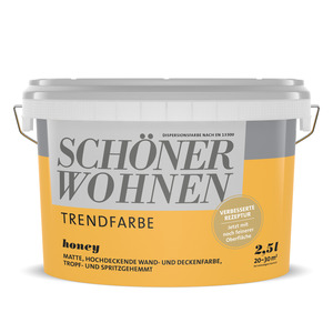 SchoenerWohnen - 
            Schöner Wohnen Wand- und Deckenfarbe Trendfarbe 'Honey' honiggelb matt 2,5 l