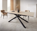 Bild 1 von Esstisch Edge 180-220x100 Keramik Travertin Natur Kreuzgestell Rechteck Schwarz ausziehbar