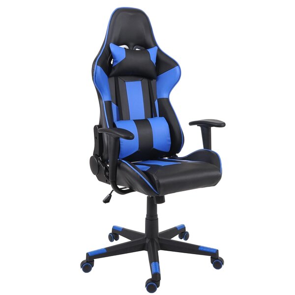 Bild 1 von Bürostuhl MCW-F84, Schreibtischstuhl Gamingstuhl Chefsessel Drehstuhl, Kunstleder ~ schwarz/blau