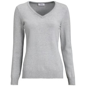 Damen Feinstrickpullover mit V-Ausschnitt HELLGRAU