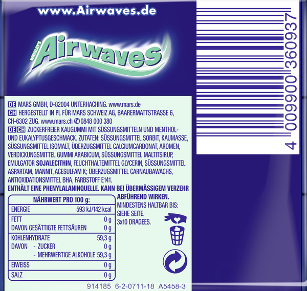 Bild 2 von Wrigley`s Airwaves Eukalyptus Menthol Vorteilspack 3x10 Dragees