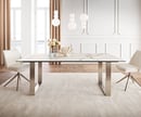 Bild 1 von Esstisch Edge 200x100 Keramik Calacatta Luxe Weiß-Gold-Grau Edelstahl Schmal