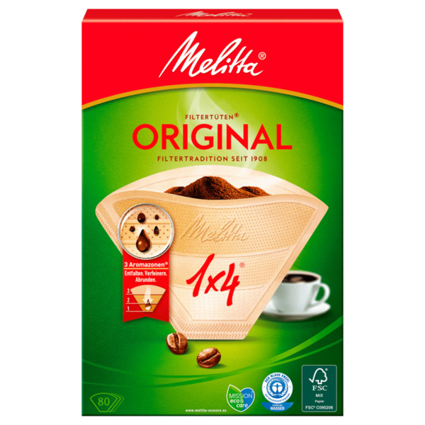 Bild 1 von Melitta Filtertüten 1x4 naturbraun Aroma 80 Stück