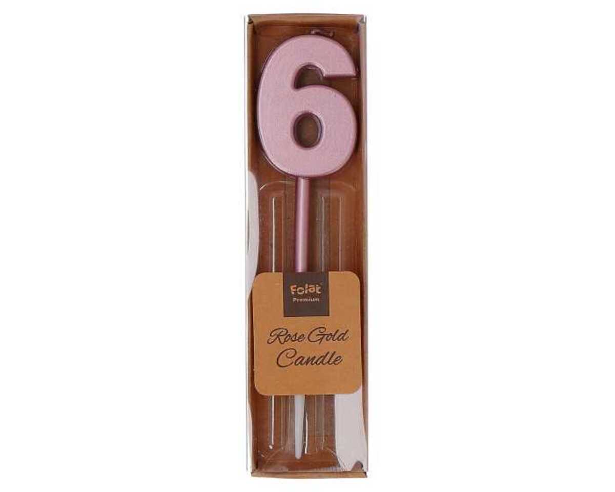 Bild 1 von Zahlenkerze *6* rosé metallic