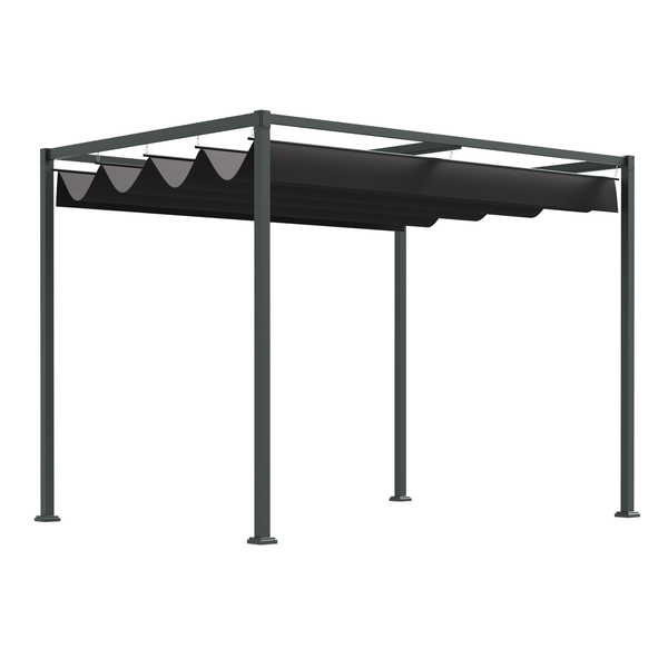 Bild 1 von Outsunny Pergola Pavillon Terrassenüberdachung mit Schiebedach Polyester Schwarz 298 x 213 x 222 cm