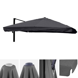 Ersatz-Bezug für Luxus-Ampelschirm MCW-A96 mit Flap, Sonnenschirmbezug Ersatzbezug, 3x3m (Ø4,24m) Polyester 3kg ~ anthrazit