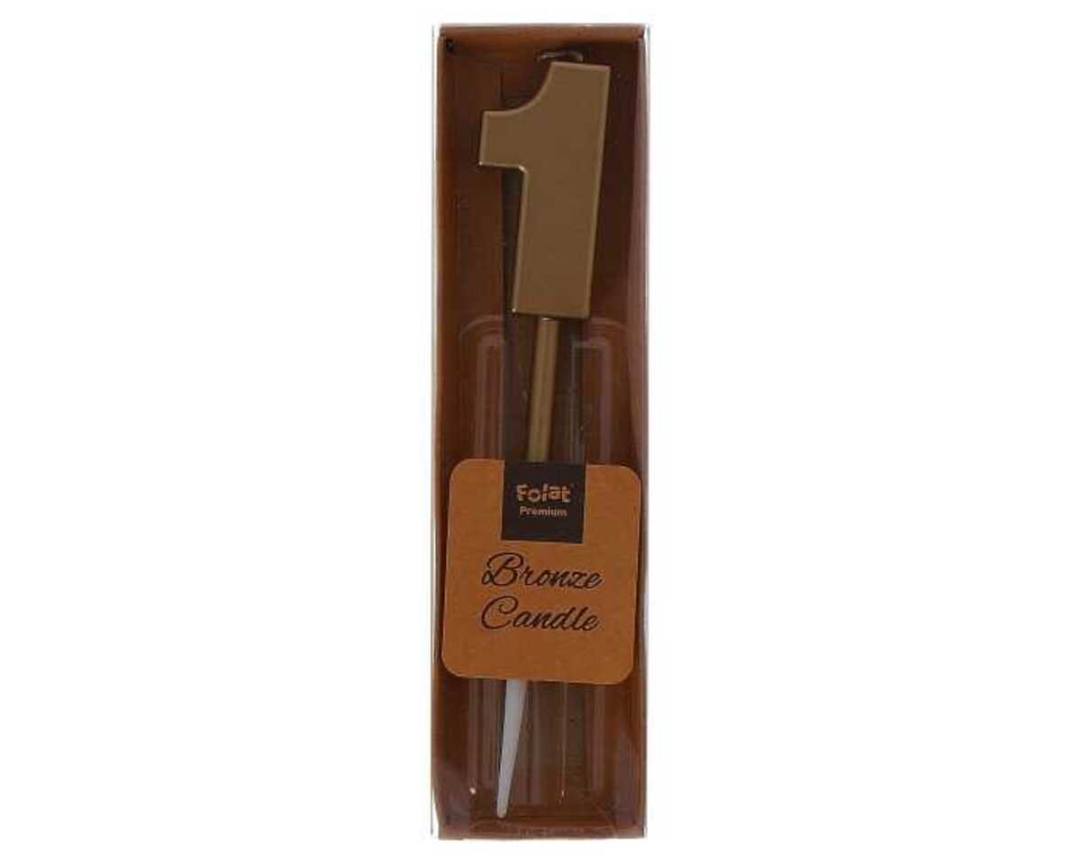 Bild 1 von Zahlenkerze *1* bronze metallic