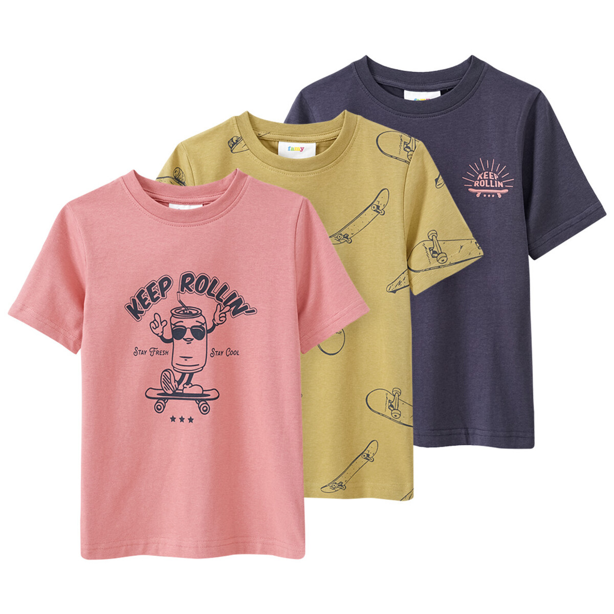 Bild 1 von 3 Jungen T-Shirts mit Skate-Motiven TERRACOTTA / OCKER / DUNKELGRAU