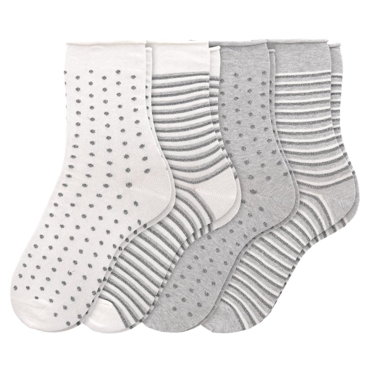 Bild 1 von 4 Paar Damen Socken mit Effektgarn HELLGRAU / WEISS