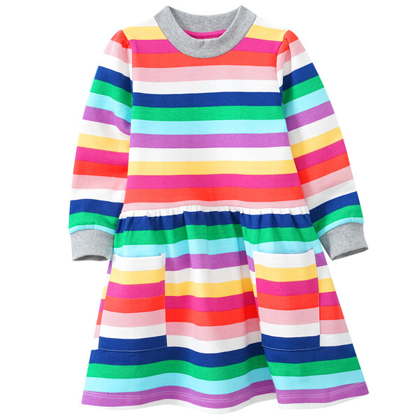 Bild 1 von Mädchen Sweatkleid in bunten Regenbogenfarben GELB / ROT / BLAU