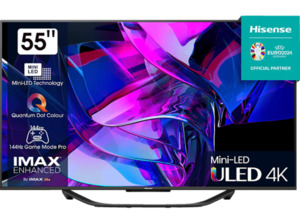 HISENSE 55U7KQ Mini LED TV (Flat, 55 Zoll / 139 cm, UHD 4K, SMART TV), Anthrazit