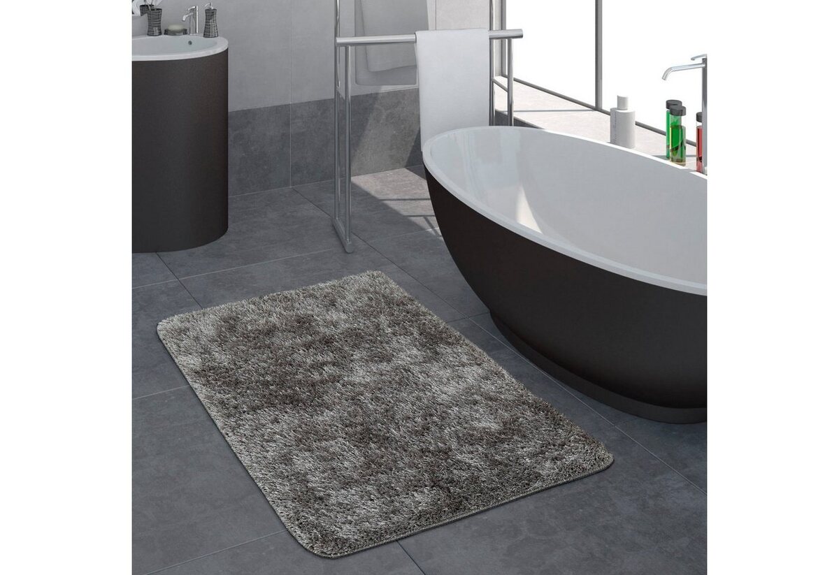 Bild 1 von Badematte Sierra 815 Paco Home, Höhe 29 mm, rutschhemmend beschichtet, fußbodenheizungsgeeignet, Polyester, rund, Badteppich, Uni Farben, besonders weich und flauschig