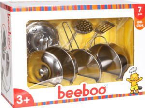 BEEBOO CH20207S BEK Edelstahl Topfset 7tlg. Spielzeugtopfset Silberfarben, Silberfarben