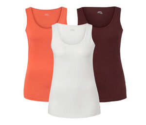 3 Tops, orange, dunkelrot und grau