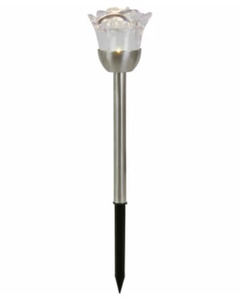 Solarstecker Rose, ca. 36 cm, silber