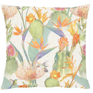 Esposa Kissenhülle Summertime, Grün, Orange, Textil, Blume, 49x49 cm, Oeko-Tex® Standard 100, hochwertige Qualität, Wohntextilien, Kissen, Kissenbezüge