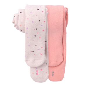 2 Baby Strumpfhosen aus Vollfrottee CREMEWEISS / ROSA