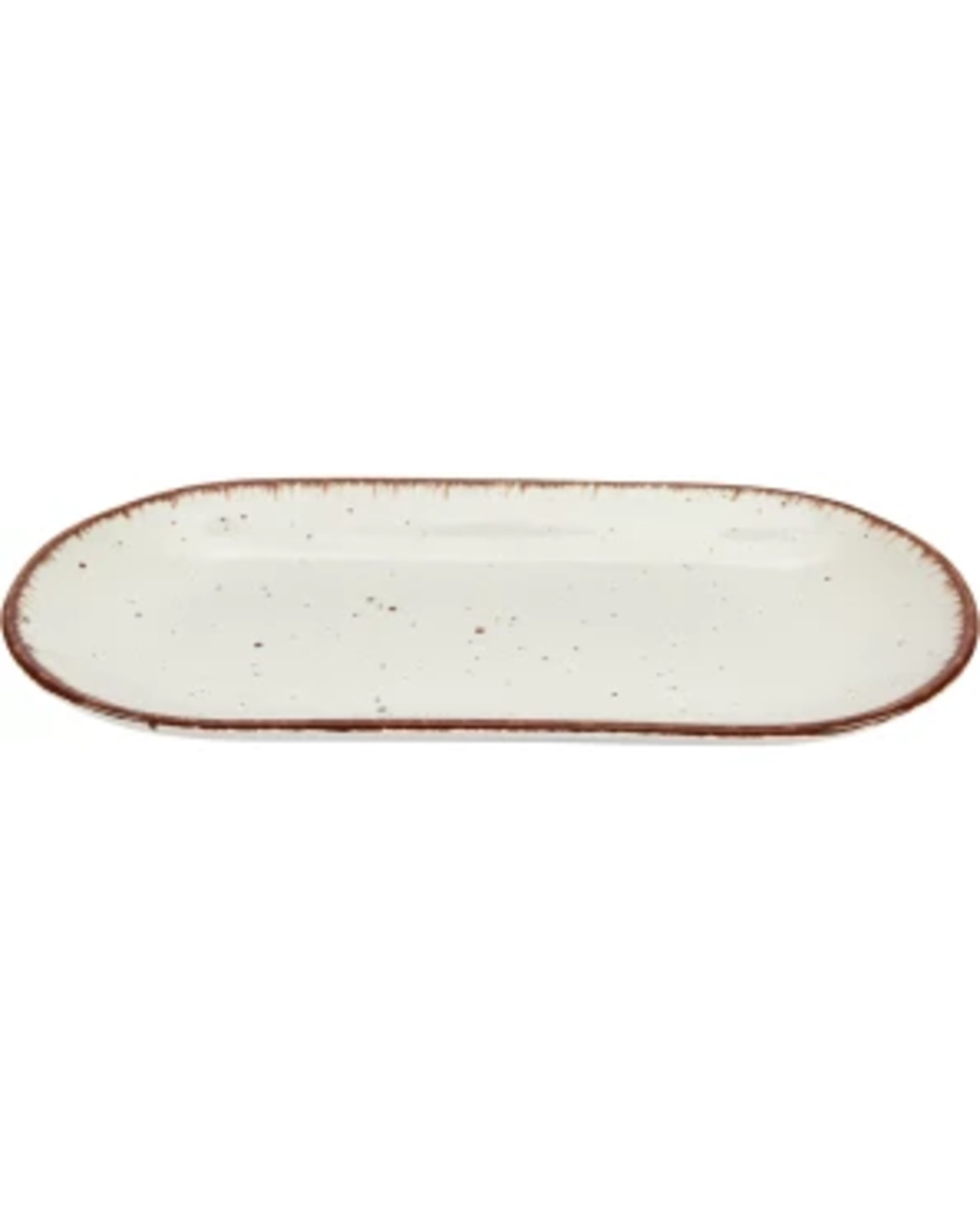 Bild 1 von Gesprenkelte Servierplatte, ca. 25 x 13 cm, weiß