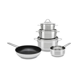 Homeware Profession. Kochtopfset Verona, Schwarz, Edelstahl, Metall, Kunststoff, 5-teilig, 16 cm,20 cm,16 cm, 4 L,2,5 L,1 L,1 L, rund, Lfgb, backofengeeignet,backofengeeignet, Kochen, Töpfe, Topfset