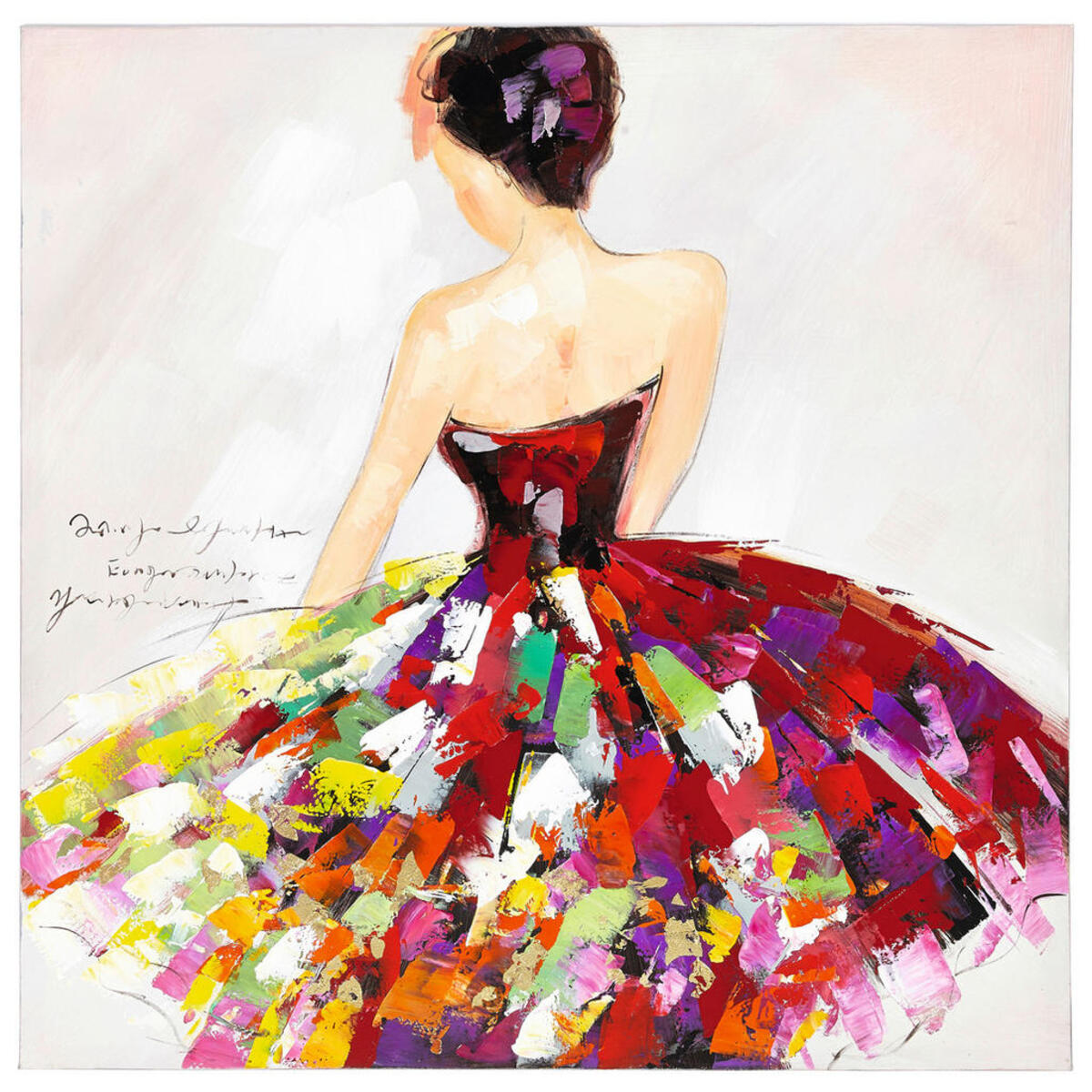 Bild 1 von Monee Ölgemälde, Mehrfarbig, Holz, Textil, Tanne, quadratisch, 100x100 cm, handgemalt, Bilder Und Zubehör, Wandbilder, Ölgemälde