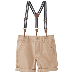 Jungen Chinoshorts mit Hosenträgern BEIGE