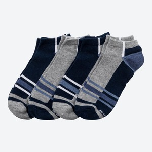 Herren-Sneaker-Socken in Streifen-Design, 4er-Pack, Gray
