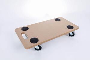 aro rechteckiger Transportroller, MDF / TPE + PP, 29 x 57,5 c 11 cm, mit 4 Rädern, braun