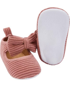 Babyschuhe aus Cord, Teddykopf_Baby, Klettverschluss, altrosa