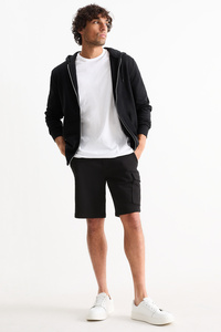 C&A Cargo-Sweatshorts, Schwarz, Größe: S