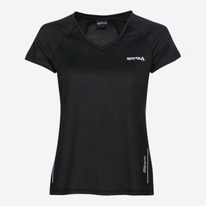 Damen-Funktions-T-Shirt mit V-Ausschnitt, Black
