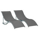 Bild 1 von Outsunny Gartenliege 2er Set dunkelgrau Aluminium B/H/L: ca. 61x63x165 cm