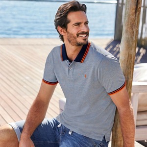 Herren-Poloshirt in Mélange-Optik, Light-blue