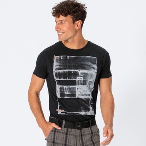 Herren-T-Shirt mit großem Aufdruck, Black