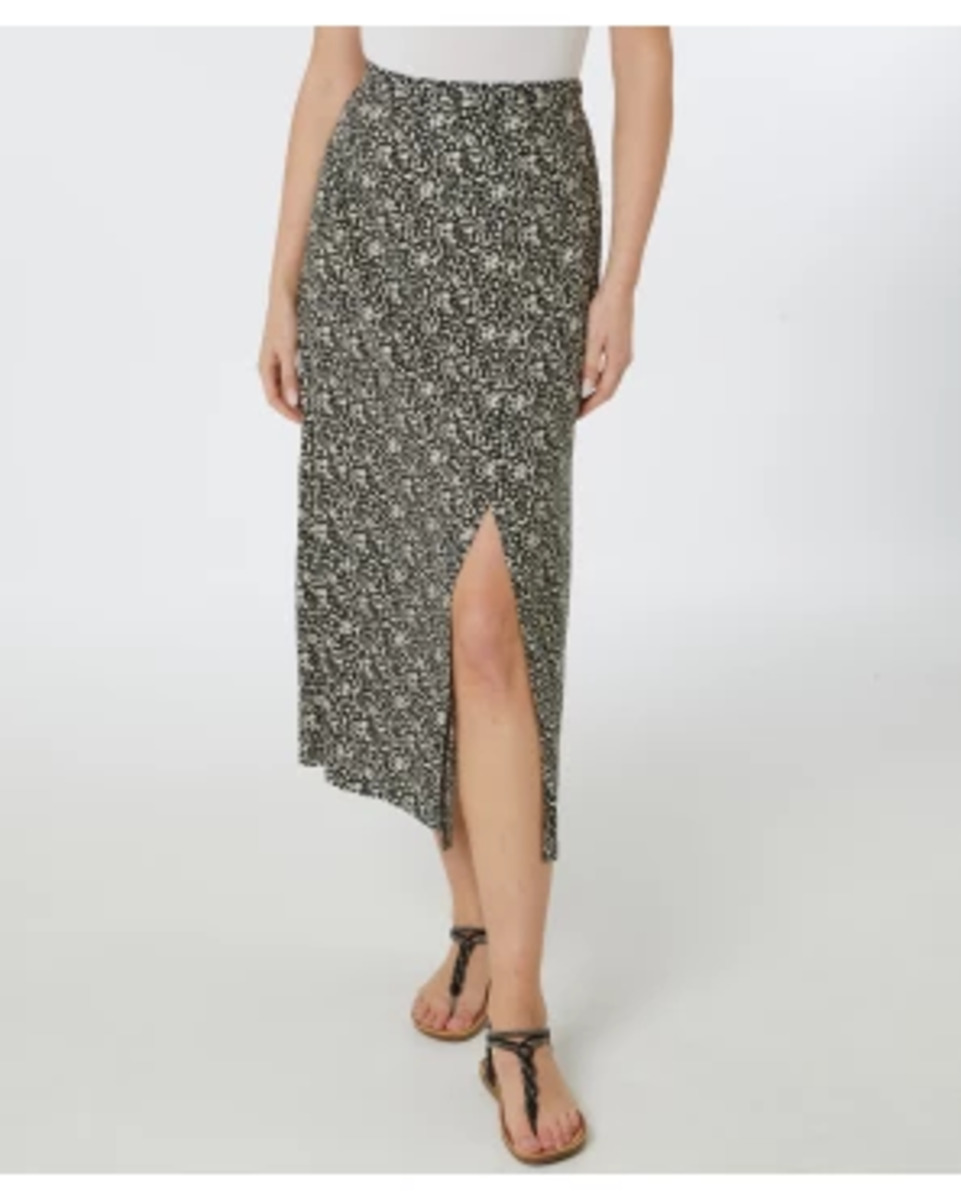 Bild 1 von Midirock aus Viskose, Janina, teilelastischer Bund, schwarz bedruckt