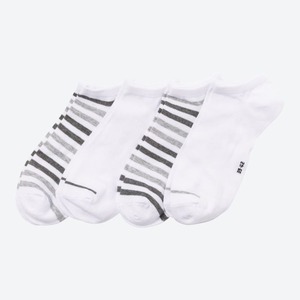 Herren-Sneaker-Socken in Streifen-Design, 4er-Pack, White