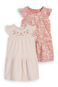 C&A Multipack 2er-Blümchen-Baby-Kleid, Rosa, Größe: 62