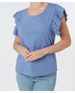 Blaues T-Shirt, Janina, Rundhalsausschnitt, blau