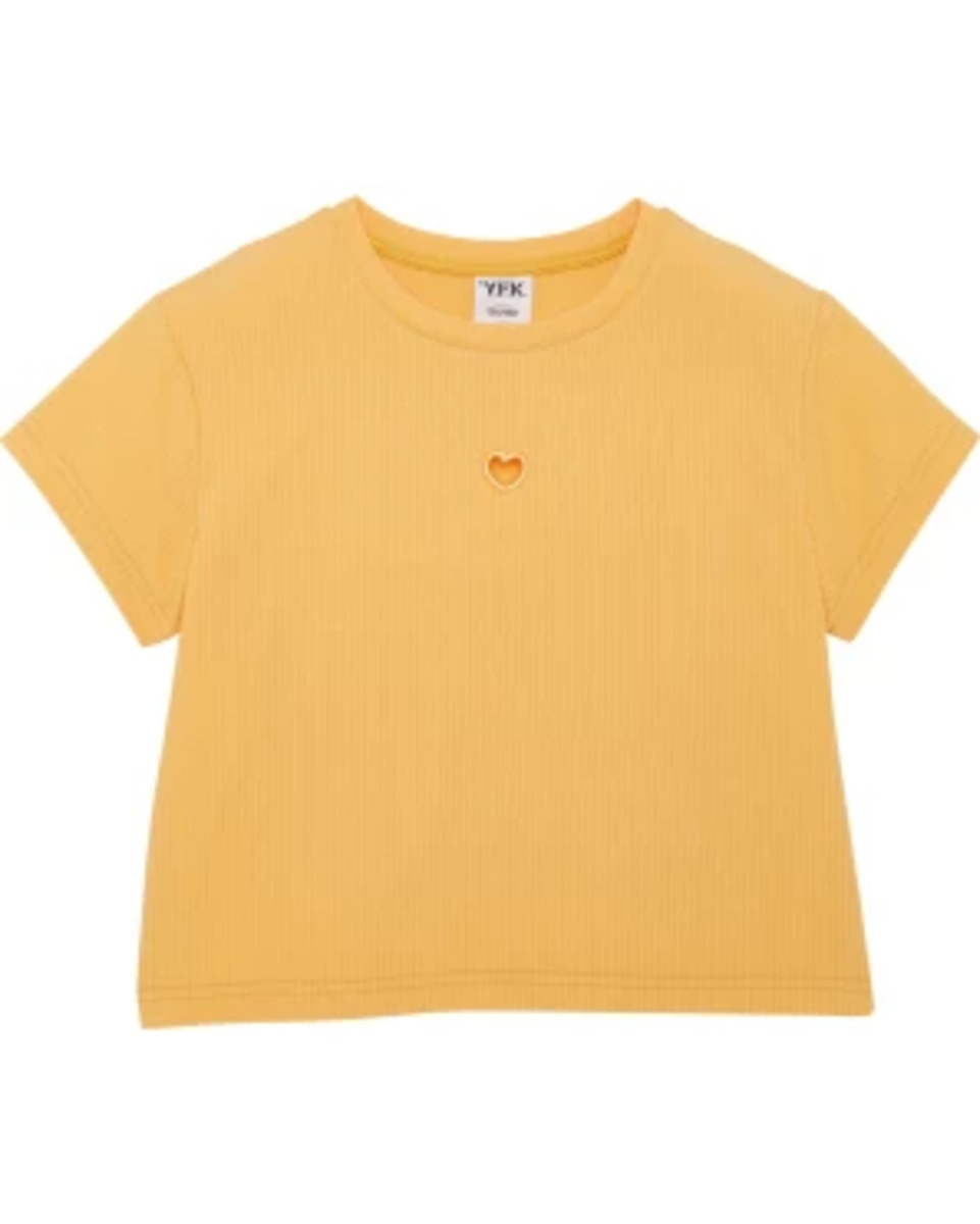 Bild 1 von T-Shirt mit kleinem Cut-out, Y.F.K., Rippoptik, apricot