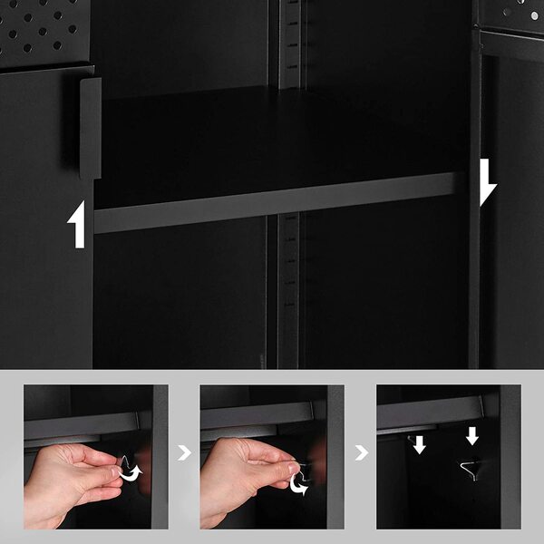 Bild 4 von Aufbewahrungsschrank, Metallschrank, mit Doppeltür, Magnetverschluss vintagebraun-schwarz