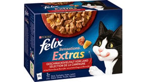 felix Katzennassfutter Sensations Extras in Gelee Geschmacksvielfalt vom Land 12x85g