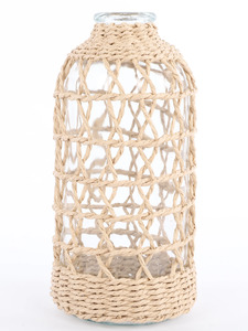 Glasvase mit Naturgeflecht, Höhe 25cm
                 
                                                        Beige