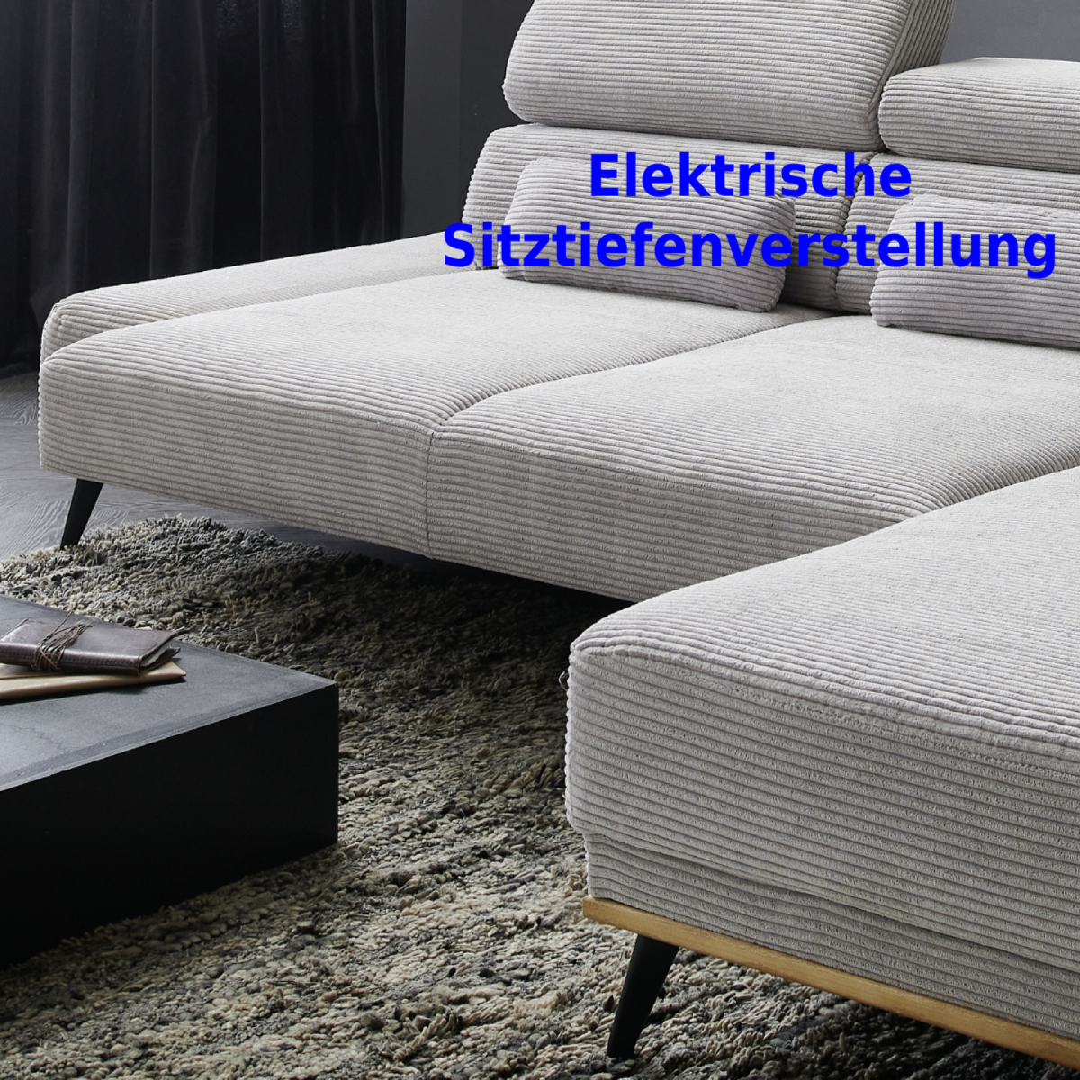 Bild 2 von Wohnlandschaft Ecksofa Hanoi Grau mit elektrischer Sitztiefenverstellung Bett Sofa Schlafsofa