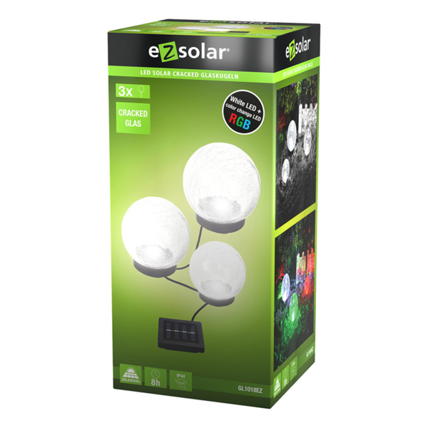 Bild 2 von LED Solar Cracked-Glaskugeln 3er-Set