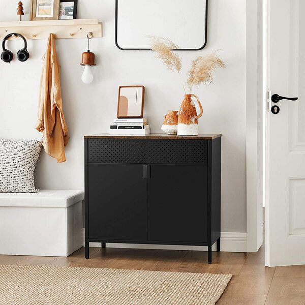 Bild 2 von Aufbewahrungsschrank, Metallschrank, mit Doppeltür, Magnetverschluss vintagebraun-schwarz